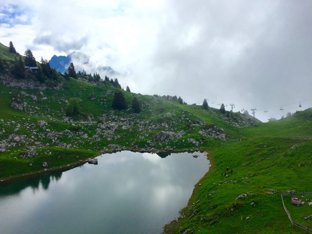 Lac Mayen, the mirror of lake where we gathered in a circle of stones to plan out our program as a team: who we are, what matters most, and what we hope to create and experience together here in Europe.