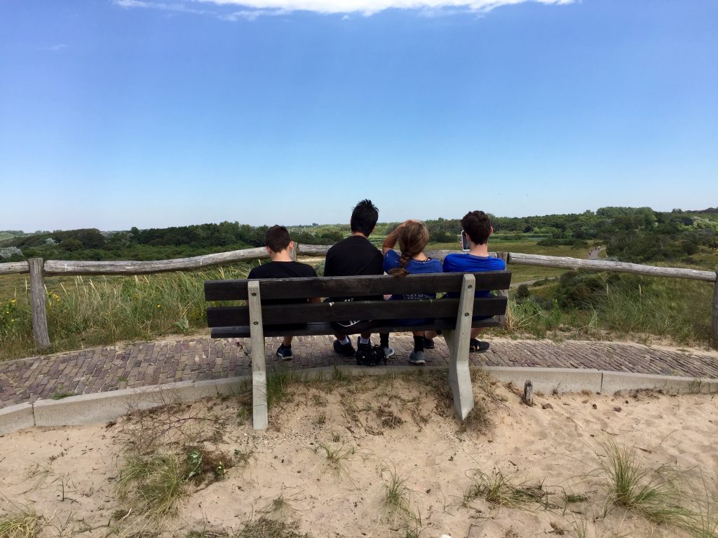 Ted, Ashton, Campbell, and Brendan take a break and take in the view.