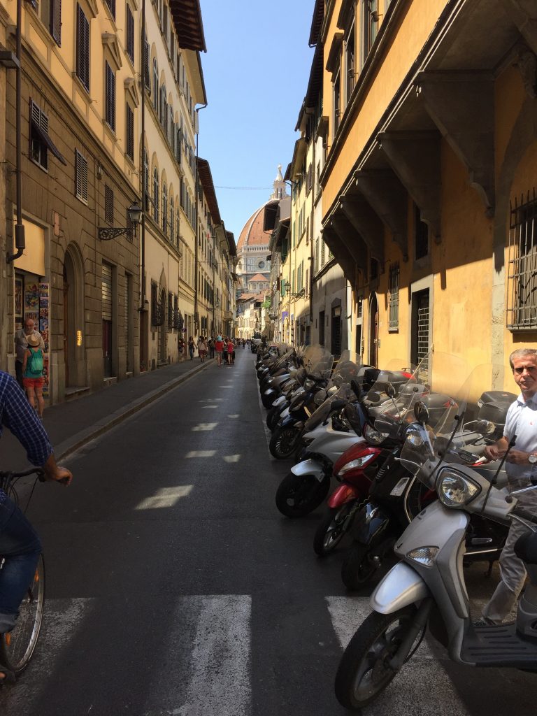 Heading to the Duomo: just follow the Vespas