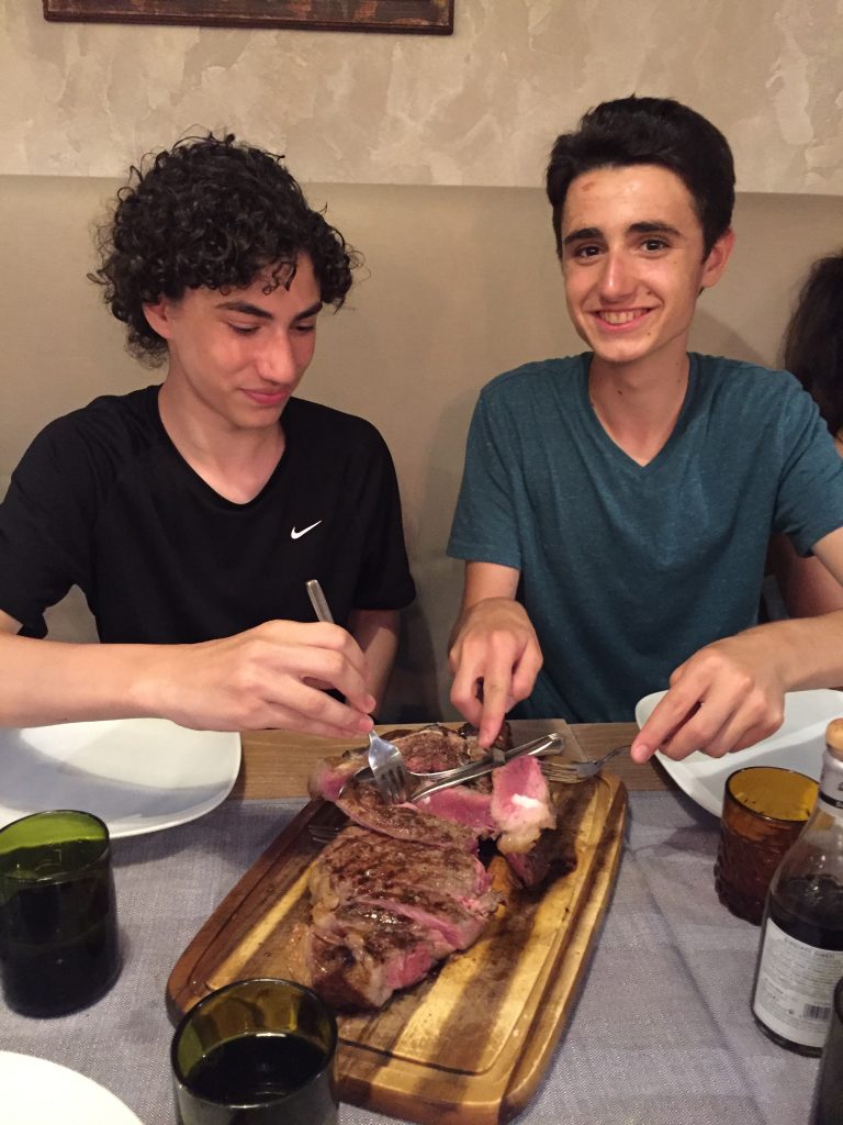 Later that night, Jacob and Zev took on the impressive 1.2 kilo "fiorentina bistro a" steak.