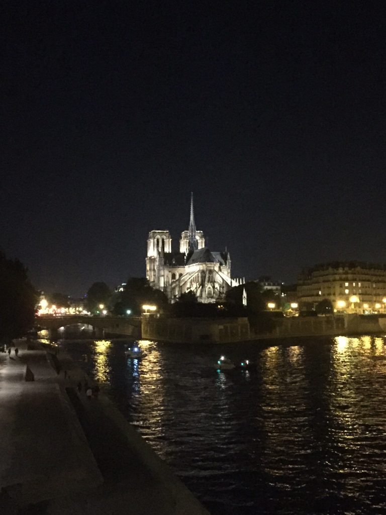 Notre Dame by night on our walk home. What an amazing arrival day!