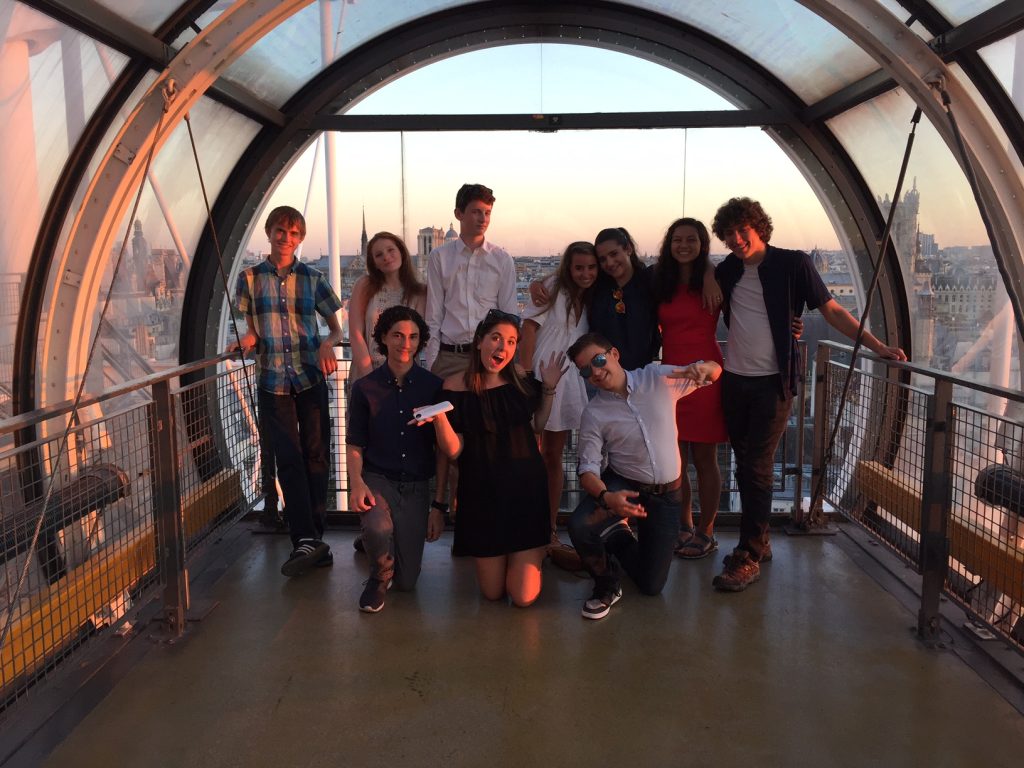 As a farewell dinner, we rounded out our Parisian adventures with a fancy dinner atop the Centre Pompidou at the posh Le George restaurant. Not a bad view, and a rosy sunset as we left to boot!